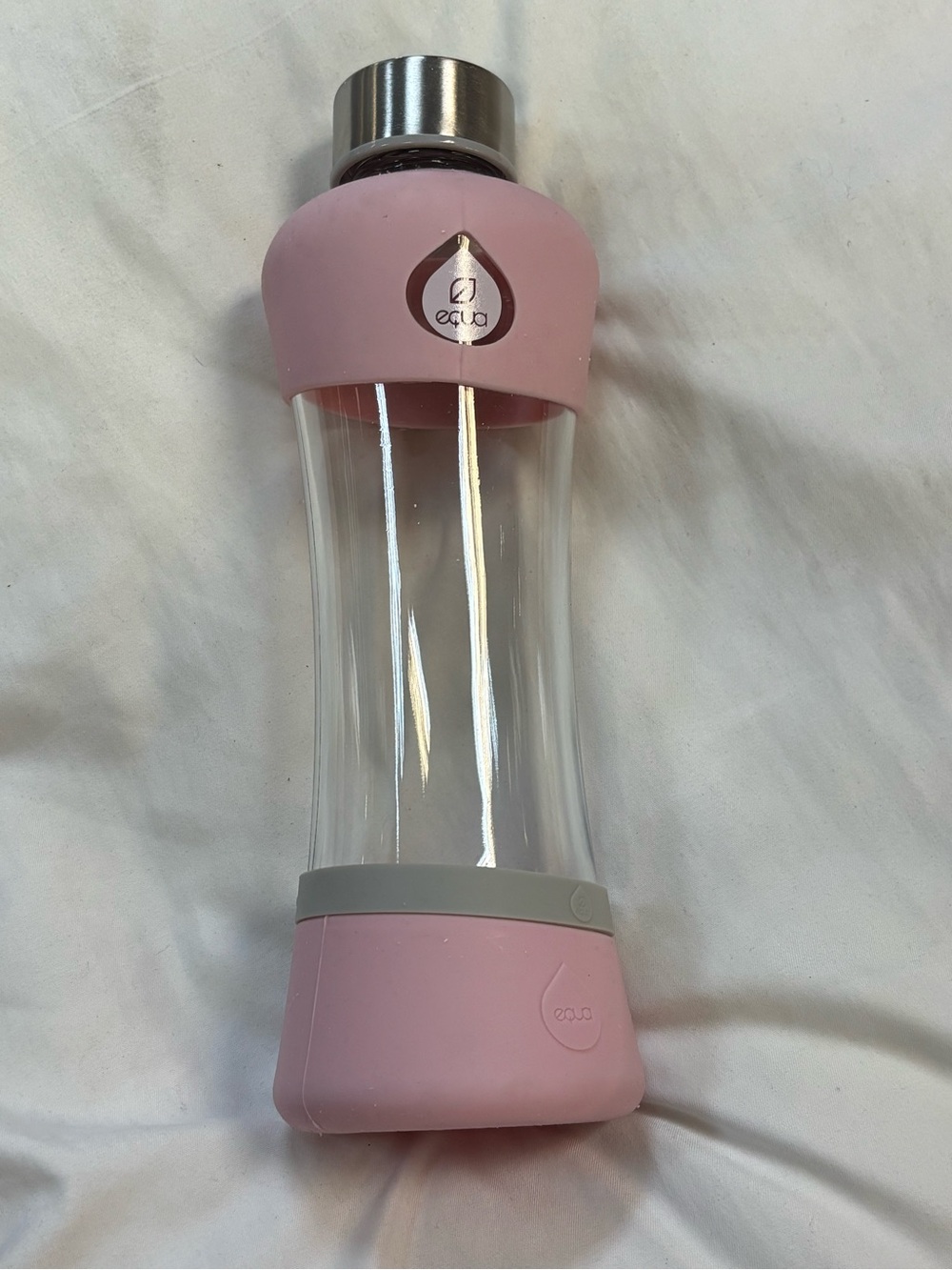 EQUA Pink Glass Water Bottle with Silicone Sleeve